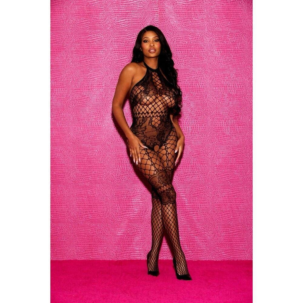 🦋B2G1🦋SHIRLEY OF HOLLYWOOD Sultry Floral Bodystocking Lingerie 90518 | ONE SIZE
